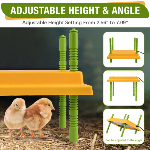 Plutohiker Chick Brooder Heating Plate, 10"x12"Chicken Brooder Heater with Adjustable Height for Baby Chick & Duckling, 20W Brooder Plate for Up to 15 1