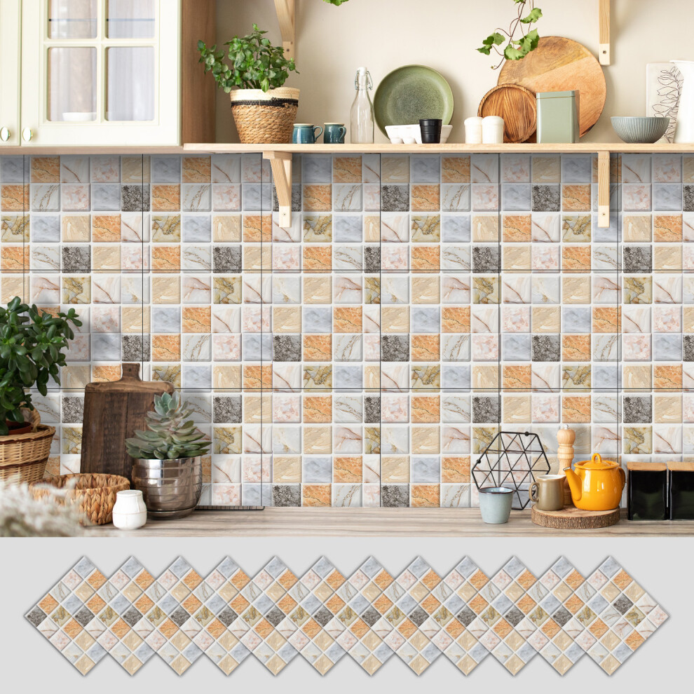 (10*10Cm*12Pcs, Dg-92) New 12Pcs Traditional Tile Transfers Stickers Wall Vintage Victorian Moroccan Mosaic 4069369405419