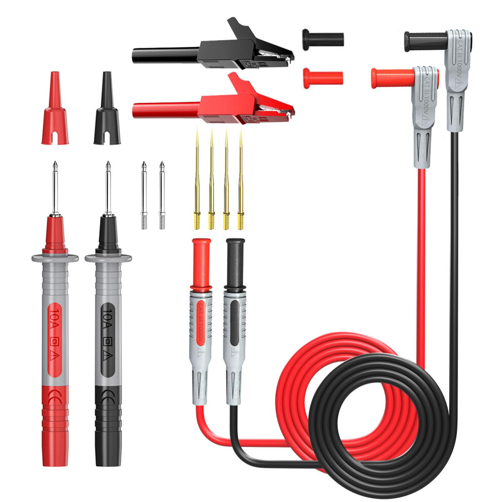 Cleqee Multimeter Test Leads Kit 4Mm Banana Plug Cable Test Probe With 8Pcs Replacable Precision Sharp Probes Alligator Crocodile Clips For Multimeter 8000003786972