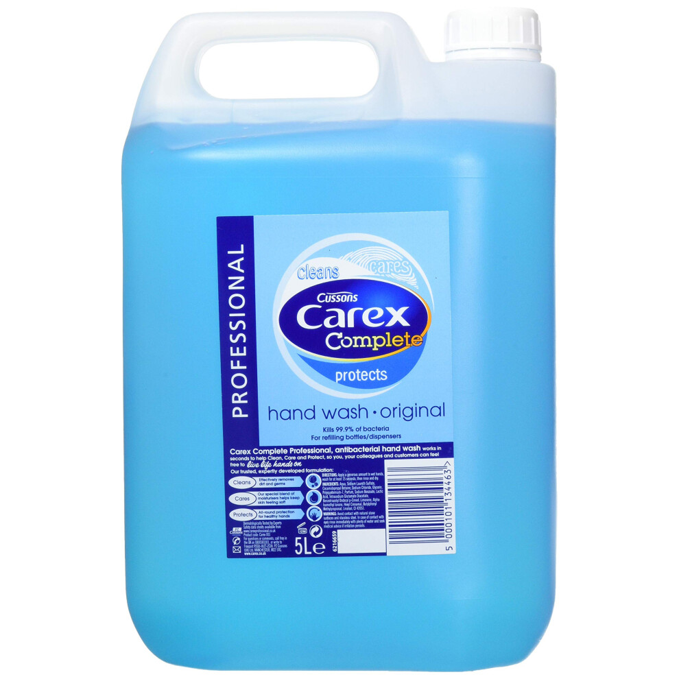 Carex Original Professional Antibacterial Hand Wash - Kills 99.9% of Bacteria & Viruses, Dermatologically Tested Liquid Soap that Cleans, Cares &