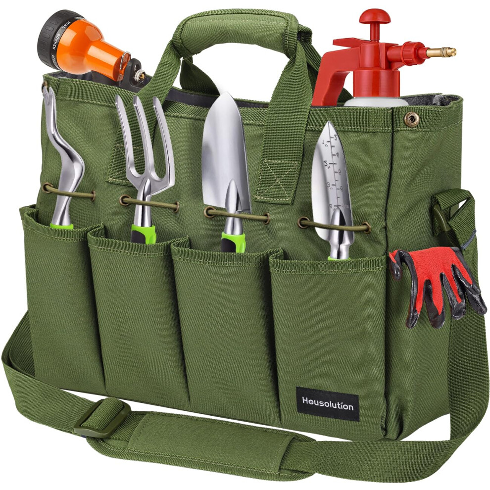 Housolution Gardening Tool Bag, Garden Tote Storage Bag With Pockets & Long Adjustable Shoulder Strap, Home Tools Organizer Garden Tool Kit Holder, 8000003799873