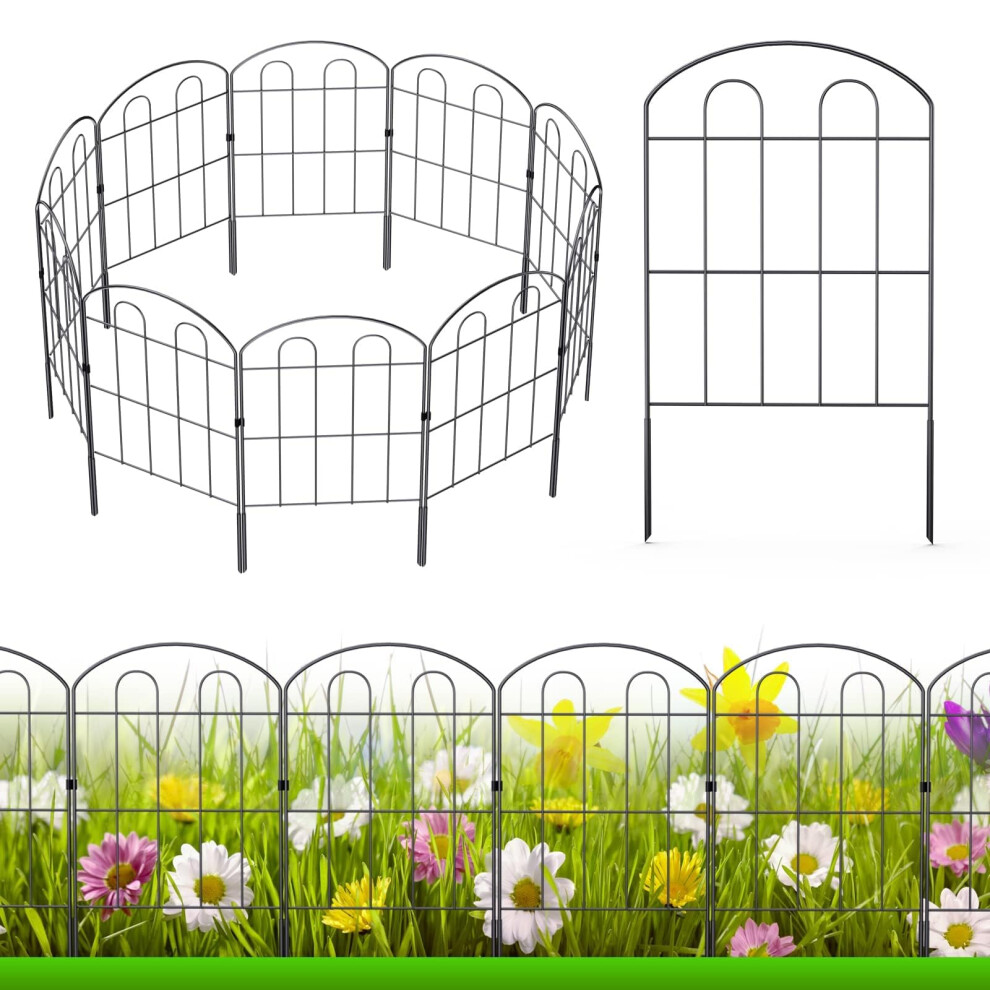 Liantral Garden Fence 28 Pack, Animal Barrier Fence, Rustproof Metal Fence Panels, No Dig Fence Patio Border Animal Fencing For Dog Rabbit Yard Patio 8000003804065
