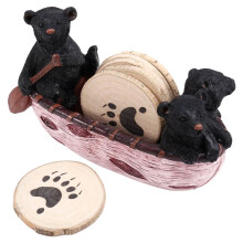 Insulation Pads Handmade Resin Coaster Set Black Bear Canoe Rack Pot Rack Beverage Coaster Farmhouse Insulation
