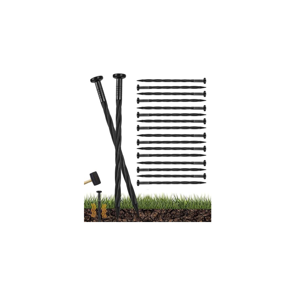 Latern 100Pcs Plastic Landscape Edging Spikes, 20Cm Spiral Ground Stakes Landscape Anchoring Nails Tent Pegs For Weed Barrier, Paver Edging, Landscape 8000003796995