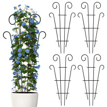 Thealyn 4 Pack Indoor Plant Trellis for Potted Plants Climbing, Outdoor Metal Garden Trellis Houseplants Flowers Vine Ivy,Wave Shape, Black (109 cm /