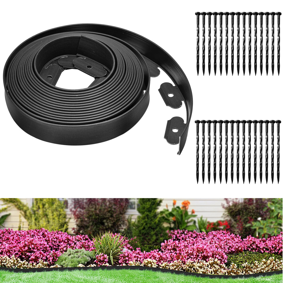 Flexible Lawn Edging 10M, Plastic Garden Edging 5Cm Tall, No Dig Landscape Edging With 30 Stakes, Garden Edging Border Lawn Edging Roll For Lawn, 8000003798524