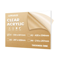 Langaelex Clear Cast Acrylic Sheet A1 (594 x 841 mm), 3 mm Thick Perspex Sheet for Laser Engraving, Wedding Sign, DIY and Crafts Project