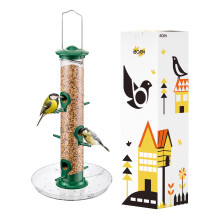 iBorn Bird Feeders Seed Catcher for Outside Hanging 6 Port Bird Feeder for Cardinal Birds Aluminium Metal,Green Finishing 14 Inch 6 Port (Seed is not