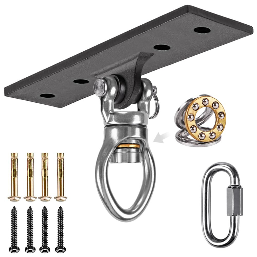 Benelabel Swing Hanger, Heavy Duty Hammock Chair Hook Punching Bag Ceiling Bracket With Bearing & Carabiner 360 Swivel Heavy Bag Hanging Kit Hardware 8000003794502
