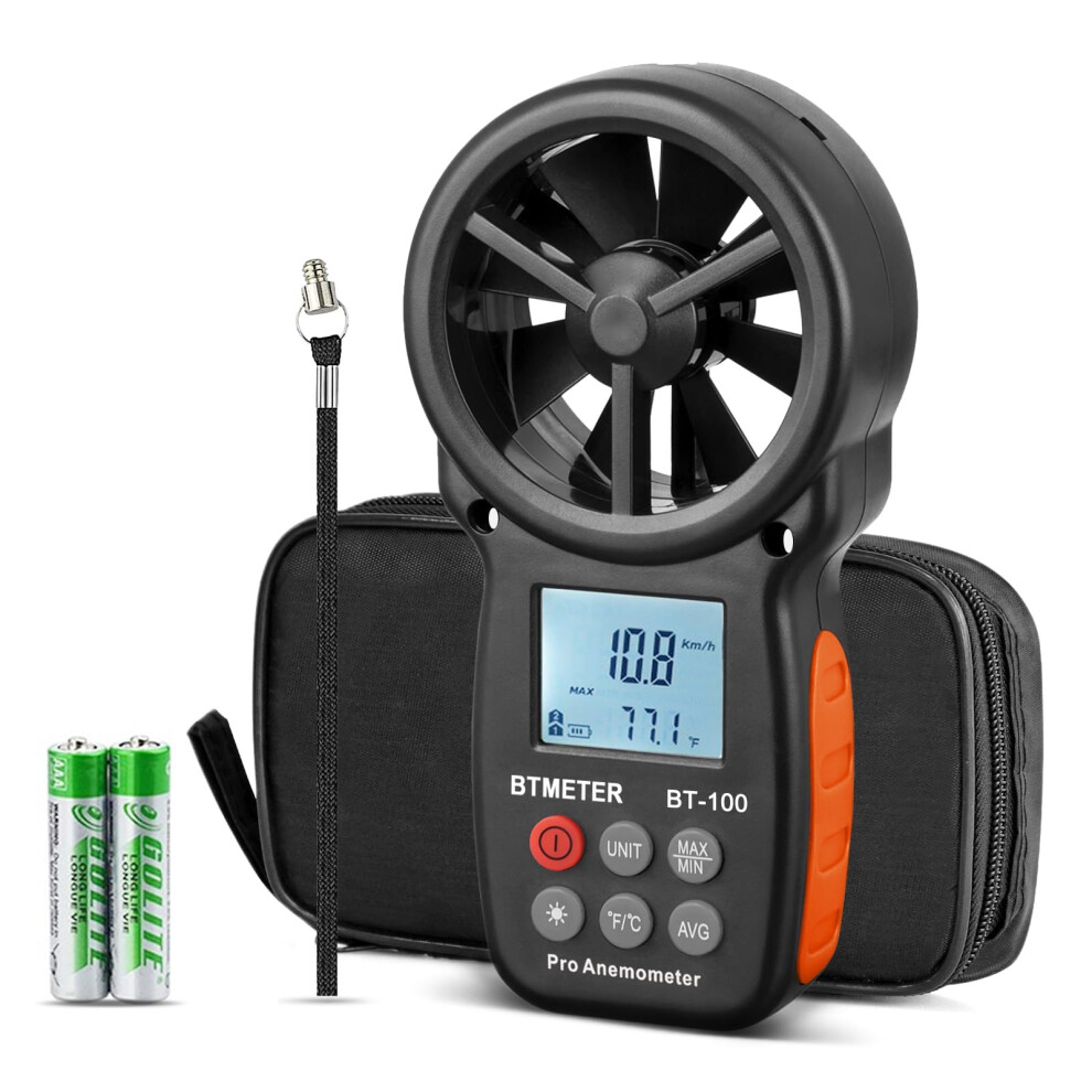 Btmeter Bt-100 Digital Anemometer Handheld, Anemomters Wind Speed Meter For Measuring Wind Speed, Temperature And Wind Chill With Backlight And 8000003793024