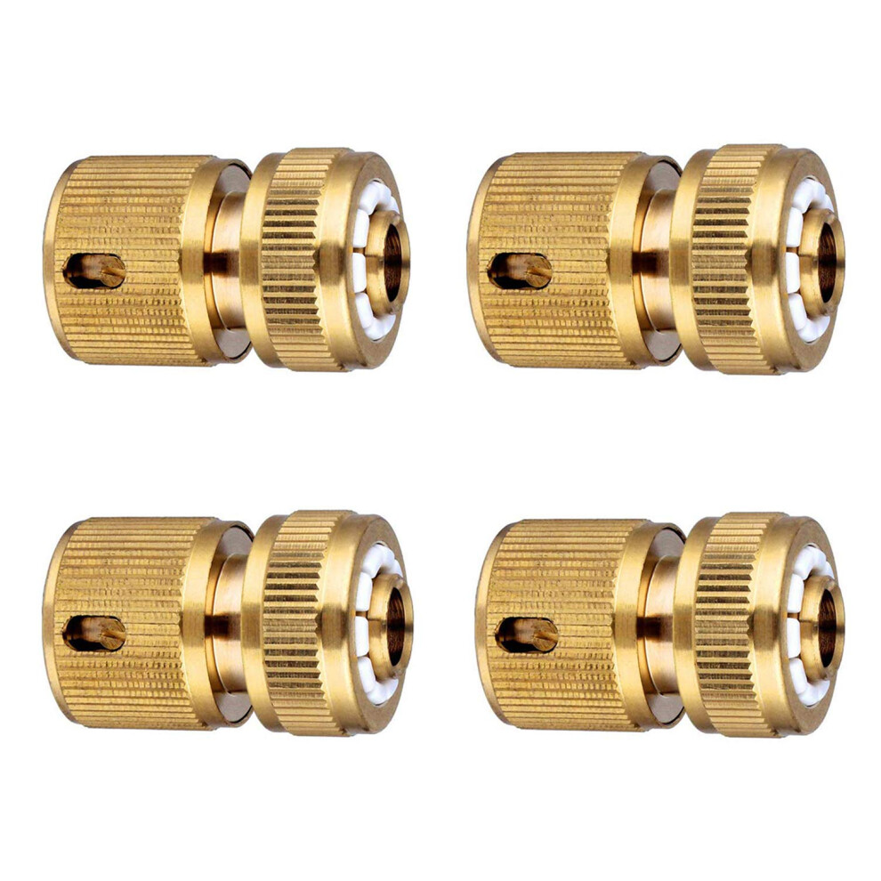 Tesmotor 4Pack Brass Hose Connector Hose End Quick Connector For 1/2-Inch(13Mm) Graden Hose Pipe-Garden Hose Expandable Stretch Fittings Tap Adaptors 8000003805321