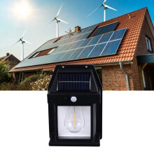 Outdoor Solar Tungsten Wall Light 1800mAh Waterproof Motion Sensor Black