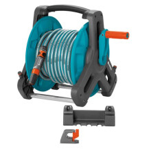 Gardena Classic wall-fixed Hose Reel 50 Set: Mobile hose reel, wall-mountable to save space and can be removed at any time, with a 20-m hose, spray