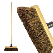 LSC 10? Broom Outdoor Yard Broom Stiff Sweeping Brush with Wooden Handle Natural Bassine Hard Bristles Garden Brooms for Cleaning Gardens Yards
