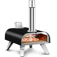 BIG HORN OUTDOORS Pizza Ovens Wood Pellet 12? Pizza Oven Cooking Pizza Maker Portable Pizza Grill (Black)