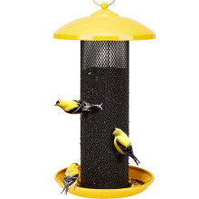 Kingsyard Metal Mesh Tube Bird Feeders for Outdoor Hanging, Finch Bird Feeder for Nyjer/Thistle Seed, 2.5 lbs Large Capacity (Yellow)