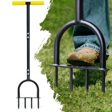 Colwelt Lawn Spike Aerator, Gardening Lawn Aerator for Compacted Soils and Lawns, Non-slip T-Handle Grass Spike Aeration with Four 9cm Solid Steel