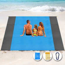 Henrycares Beach Blanket Picnic Blanket, Extra Large 300 x 275cm Sandproof Waterproof Beach Mat with 4 Stakes for 7-10 Adults, Summer Essentials