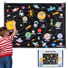 Solar System for Kids Toys with 61 Felt Figures - BONNYCO | Planets for Kids Solar System, Felt Board Toddlers, Montessori Toys Learning | Space Gifts