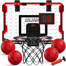 TEMI Basketball Hoop Indoor With 4 Balls & Electronic Scoreboard, Over the Door Mini Hoop, Basketball Toys for Boys Girls Age 5 6 7 8 9 10 11 12 -