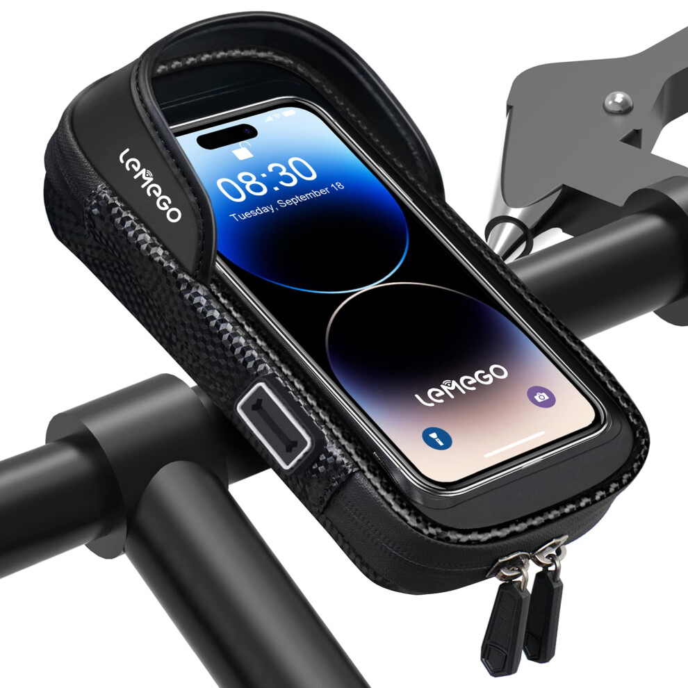 Lemego Waterproof Bicycle Phone Holder - Bicycle Handlebar Bag With Rotating Mobile Phone Holder For Smartphone Under 7 Inches 8000003830842