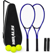 HIRALIY 27" Tennis Rackets Set of 2, 3 Tennis Balls, 2 Racquets, 2 Overgrip Tapes and 1 Carrying Bag Outdoor Recreational Sport Game (BLUE)