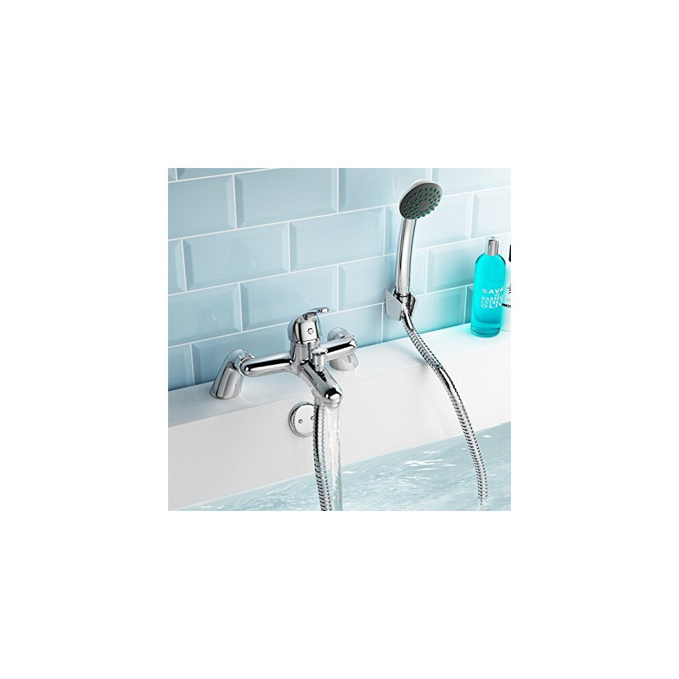 Veebath Bath Shower Mixer With Hose Pipe And Shower, Bathroom Tub Single Lever Mono Basin Shower Mixer, G3/4" Chrome Finished Shower Taps, Shower 8000003832679