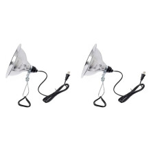 2-Pack Clip- Light Strip 5.5inch Aluminum Reflector, 150W Max (Bulb Not Included) Silver US Plug