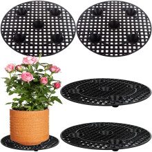 CCCYMM 4 Pcs Plant Level Pot Elevator, Heavy Duty Plant Stand, Black Round Plant Flower Pot Holder Plastic Plant Risers for Indoor Outdoor Garden Deck