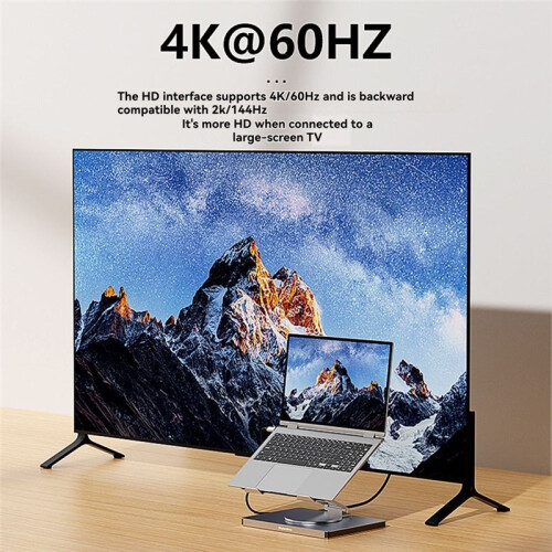 360 Rotatable 10  Docking Station with USB Hub Card Reader RJ45 for Laptop Foldable Universal Bracket Holder 1