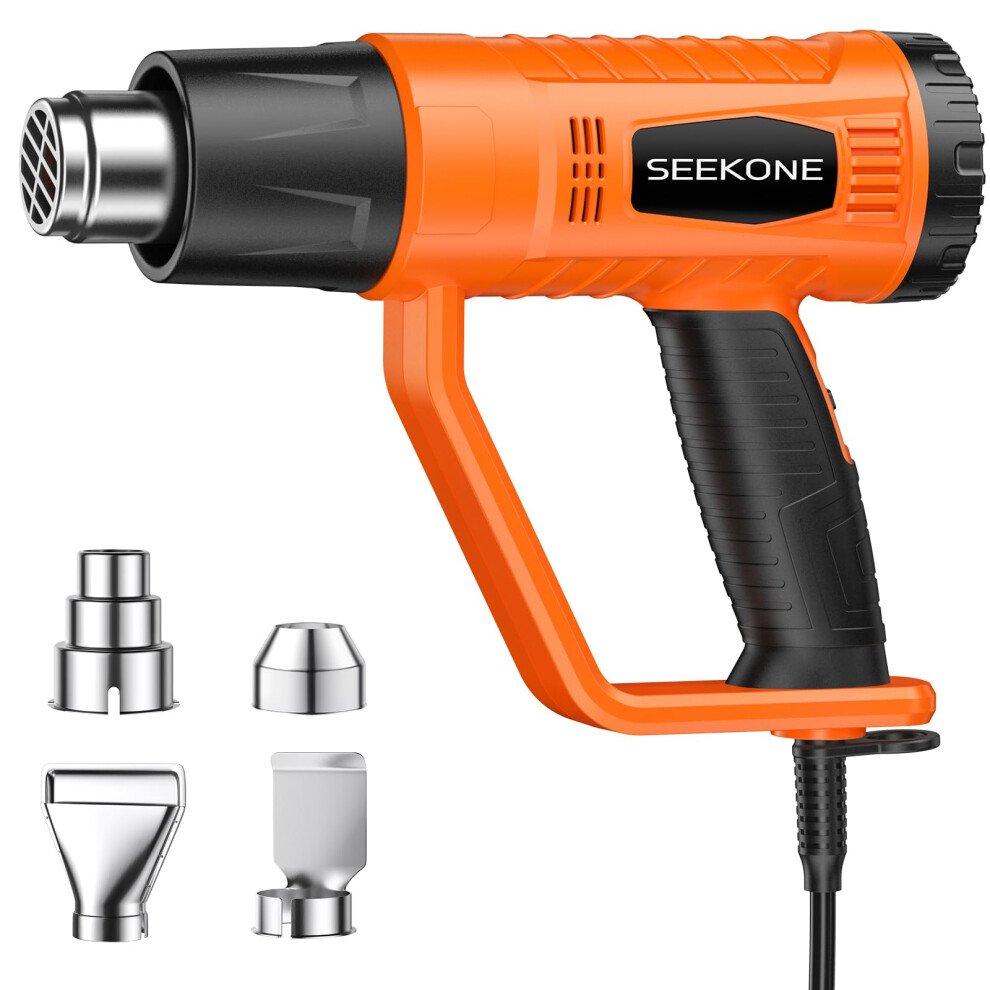Heat Gun, Seekone 2000W Professional Heavy Duty Hot Air Gun Kit 400? & 600? Dual-Temperature Settings With Flame Retardant Protective Cover, 4 Nozzles 8000003834659