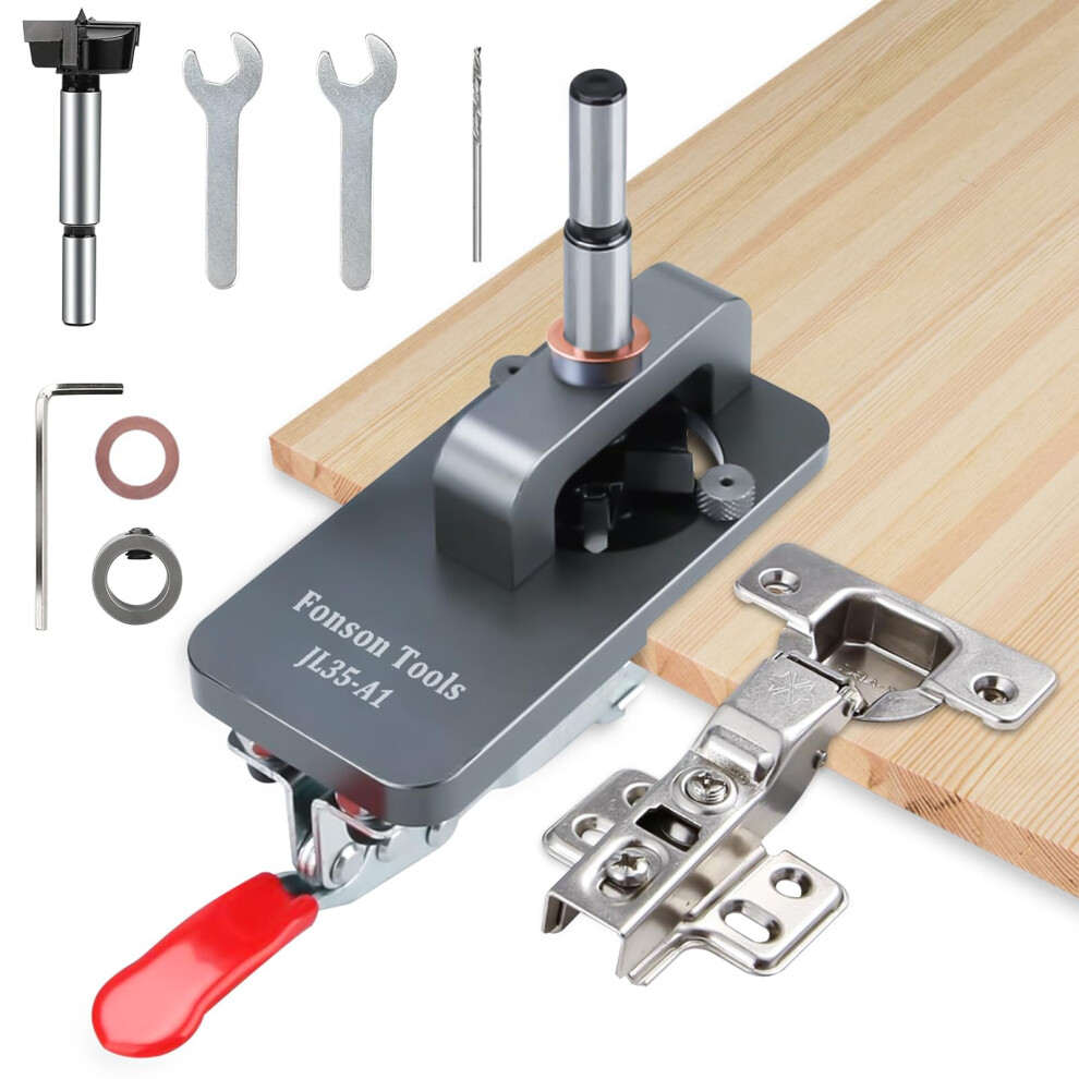 35Mm Concealed Hinge Jig, Cabinet Door Hinge Jig, Accurate Hinge Drilling Jig Hole Guide Locator, Aluminum Alloy Household Woodworking Tools For Door 8000003832952