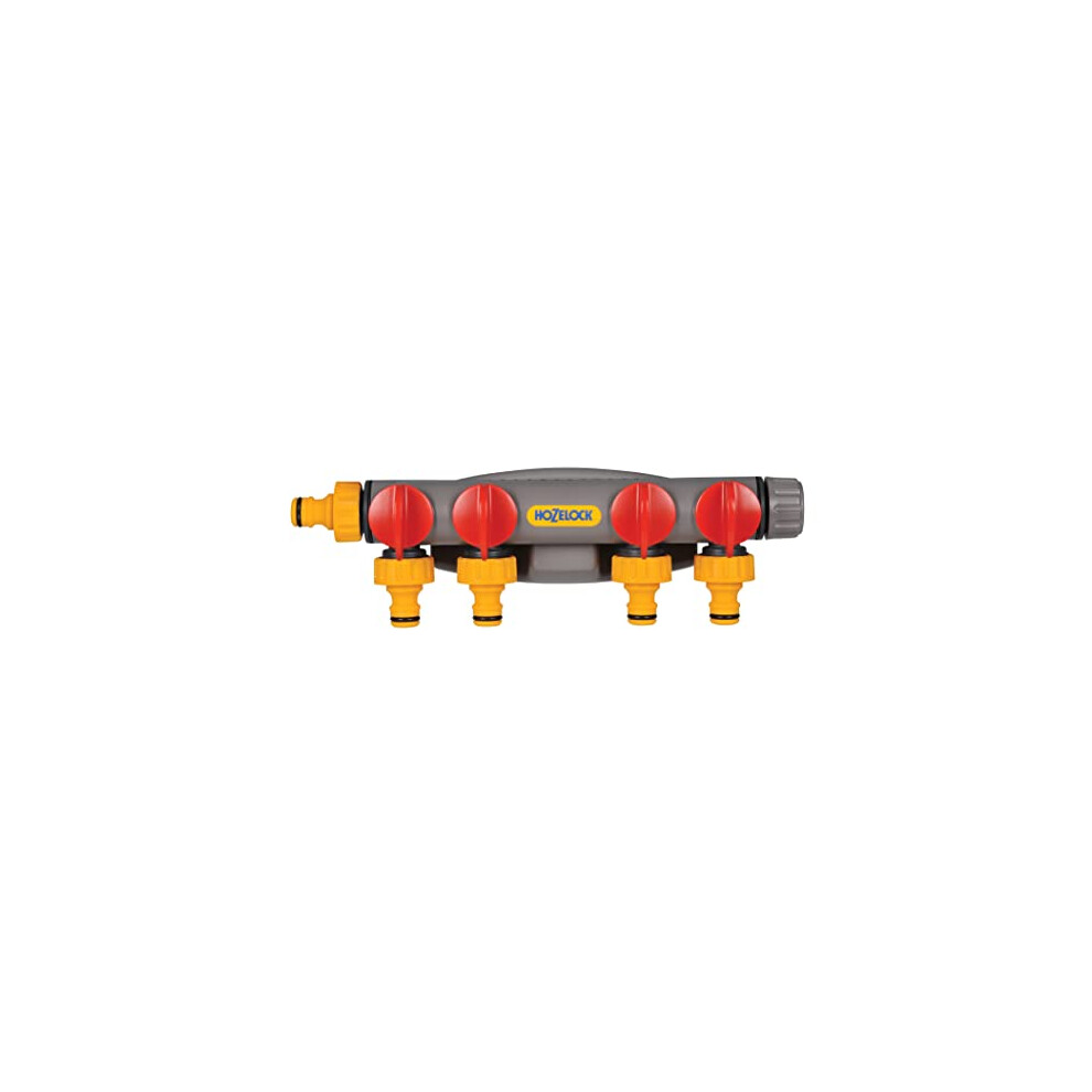 Hozelock - Multi-Tap Connector 4-Way Watering : Ideal For Creating 4 Circuits On A Single Tap, Independent Flow Valve For Each Outlet, Supplied With