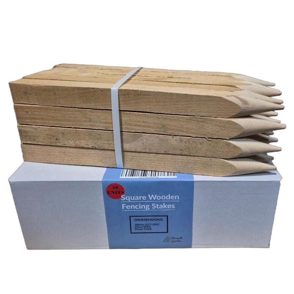 20 Pack 12" (300Mm) Treated Site Pegs Wooden Stakes Posts Pegs Garden Fence 8000003836523