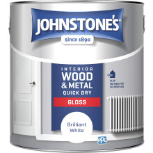 Johnstone's - Quick Dry Gloss - Brilliant White - Gloss Finish - Water Based - Interior Wood & Metal - Radiator Paint - Low Odour - Dry in 1-2 Hours -