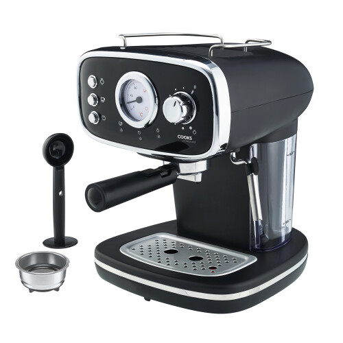 Cooks Professional Cooks Professional Retro Espresso Machine | Black / Silver