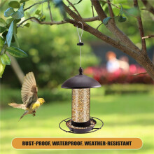 Bird Feeders for Outdoors, Squirrel Proof Hanging Metal Bird Feeder with Clear Tube for Viewing Outdoor