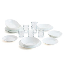 Arcopal Complete White Dinnerware Set for 6 People, 18-Piece Set of 6 Glasses 26 cl, Opal, Single, 19 Pieces