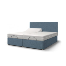 Backcarebeds Majestic Twin Adjustable Electric Bed with Memory Foam Mattress (6ft Super King - Woven Denim). Super King-Size Double Bed Base with