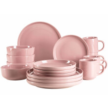 M?SER 934005 Alenia Series Crockery Set for 4 People in Modern Scandinavian Design 16-Piece Ceramic Pink Stoneware