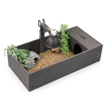 KCT Medium Black Wooden Tortoise Table Reptile Shelter Den Lamp Arm Run