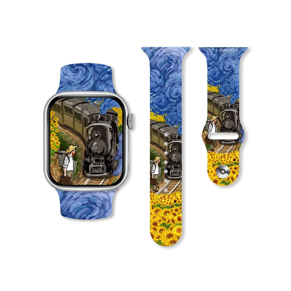 (38/40/41Mm, 10#) Van Gogh Oil Painting Silicone Watch Band Soft For Apple Watch 38/40/41Mm 42/44/45/49Mm 4069369419089