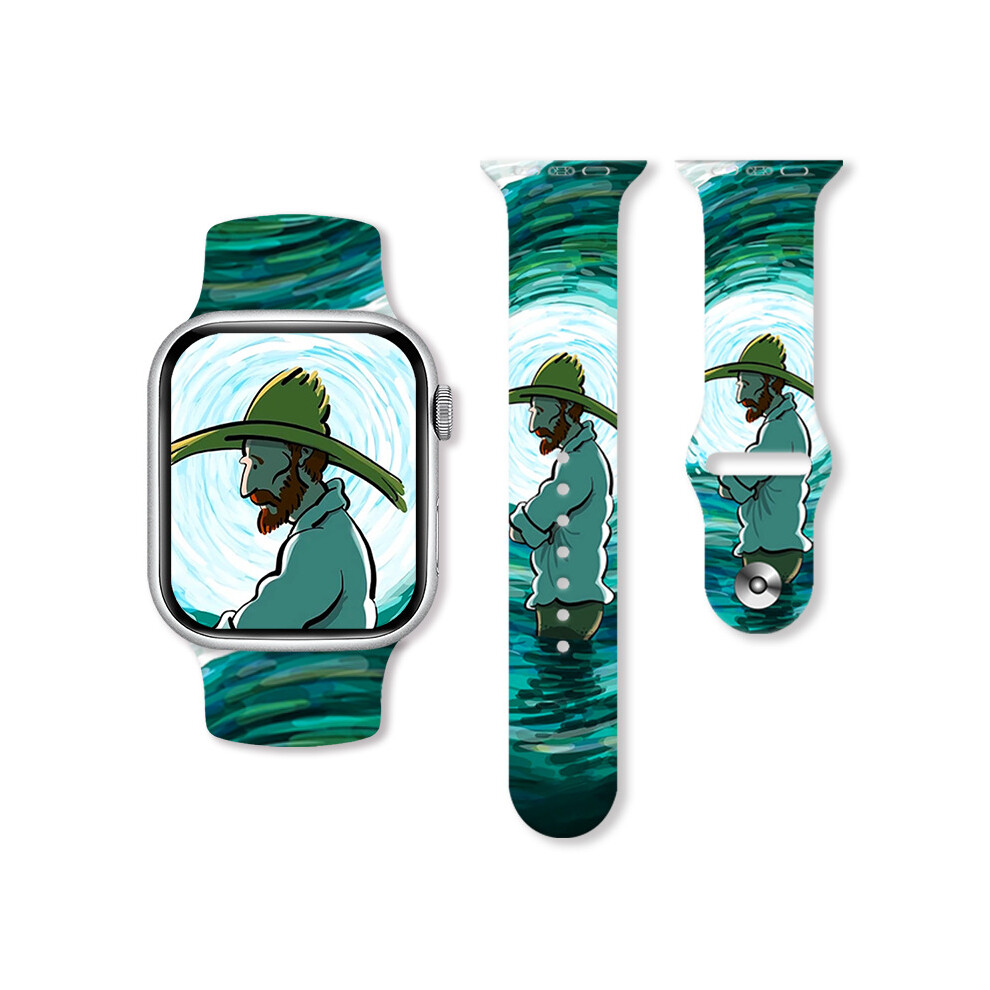 (42/44/45/49Mm, 09#) Van Gogh Oil Painting Silicone Watch Band Soft For Apple Watch 38/40/41Mm 42/44/45/49Mm 4069369419195
