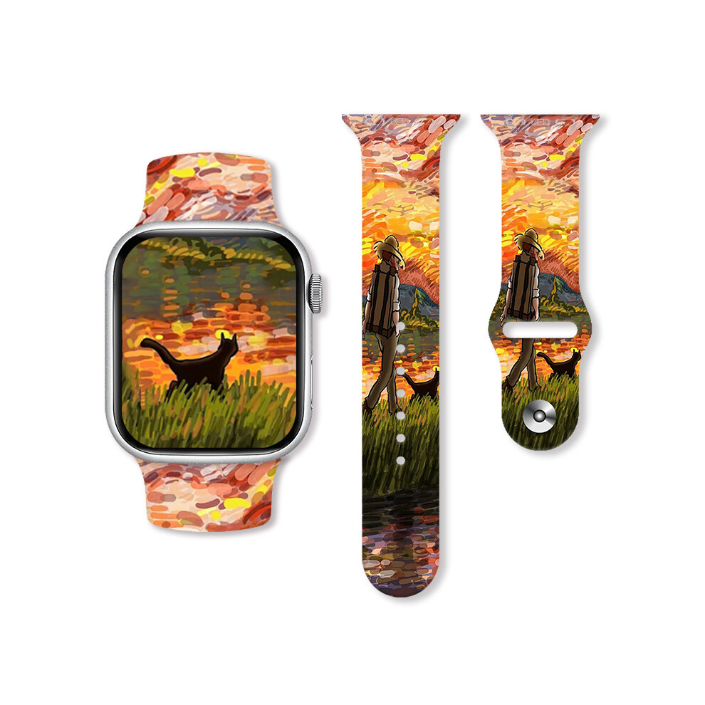 (42/44/45/49Mm, 07#) Van Gogh Oil Painting Silicone Watch Band Soft For Apple Watch 38/40/41Mm 42/44/45/49Mm 4069369419171