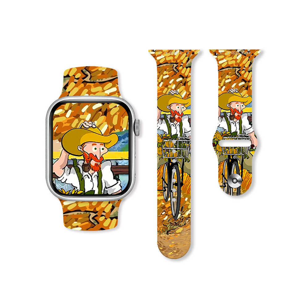 (38/40/41Mm, 05#) Van Gogh Oil Painting Silicone Watch Band Soft For Apple Watch 38/40/41Mm 42/44/45/49Mm 4069369419034