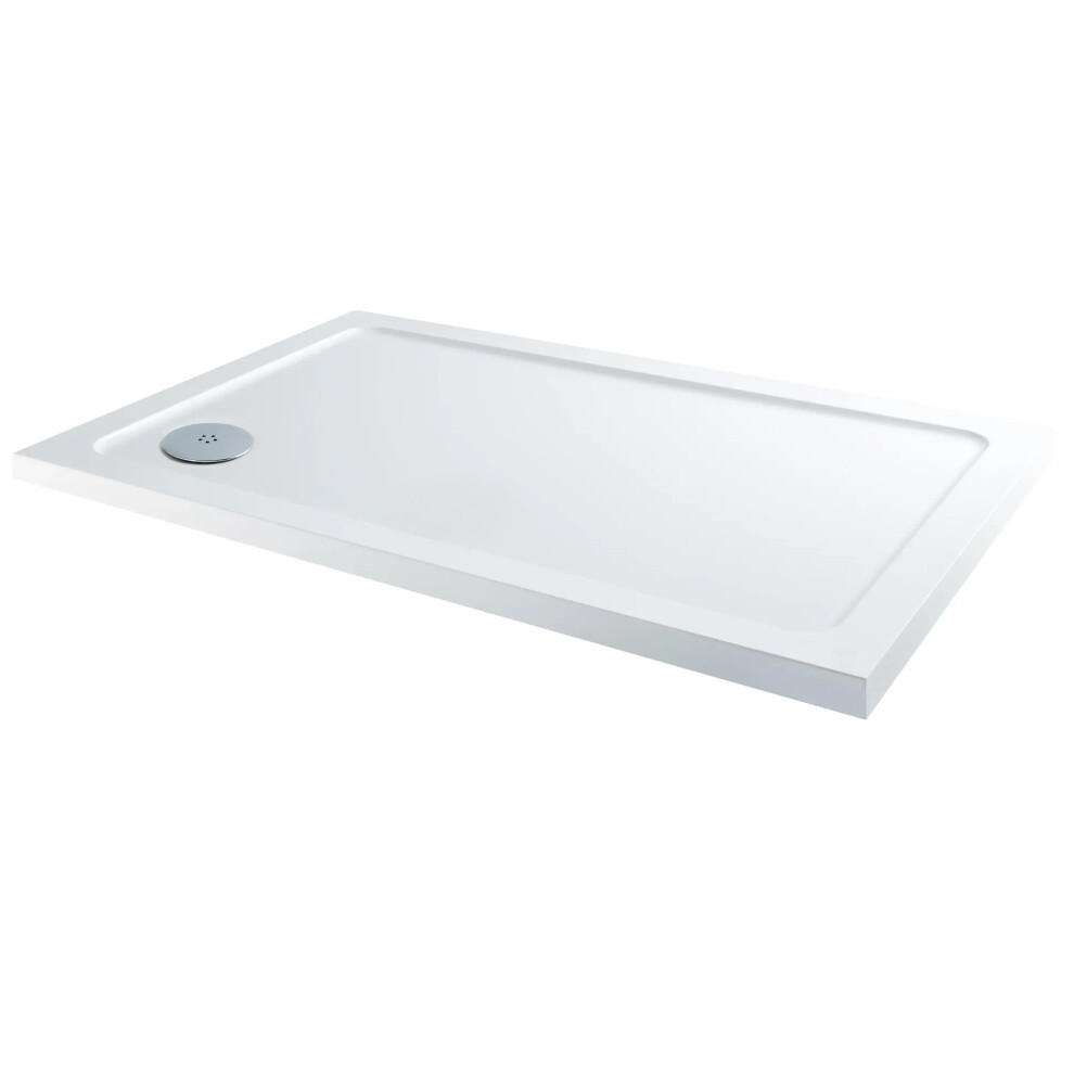 Modern Rectangle Shower Tray 1200 X 760Mm Low Profile Slimline Lightweight White 5056093648624