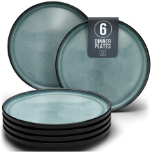 Ibiza Stoneware Dinnerware Set for 6 - Elegant Dishware - Dishwasher & Microwave Safe - Complete Dining Ensemble - Plates for Dining Service - Pure