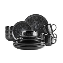 M?SER 934108 Filippa Series Ceramic Crockery Set for 4 People, Modern 16-Piece Combination Crockery Set; Plates, Bowls and Cups with Reactive Glaze in