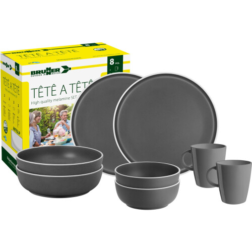 Brunner T?te-?-T?te 8 Piece Melamine Dining Set, Dolomit Grey