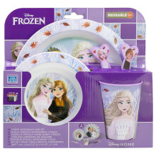 Frozen Children's Reusable Microwavable Tableware Set with Cup, Plate, Bowl and Cutlery